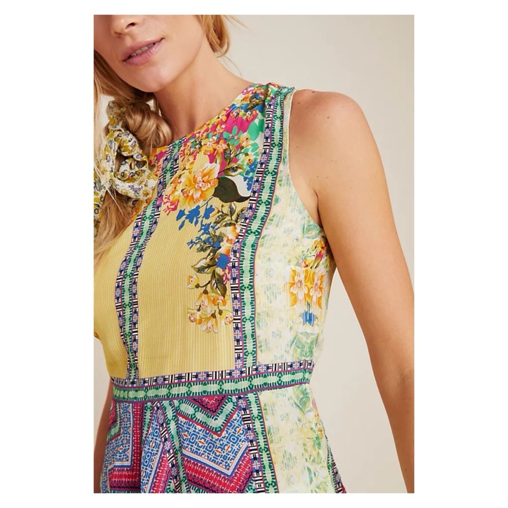 NWOT Anthropologie Bhanuni By Jyoti Mixed Print Beaded Top Size XS - Picture 3 of 15